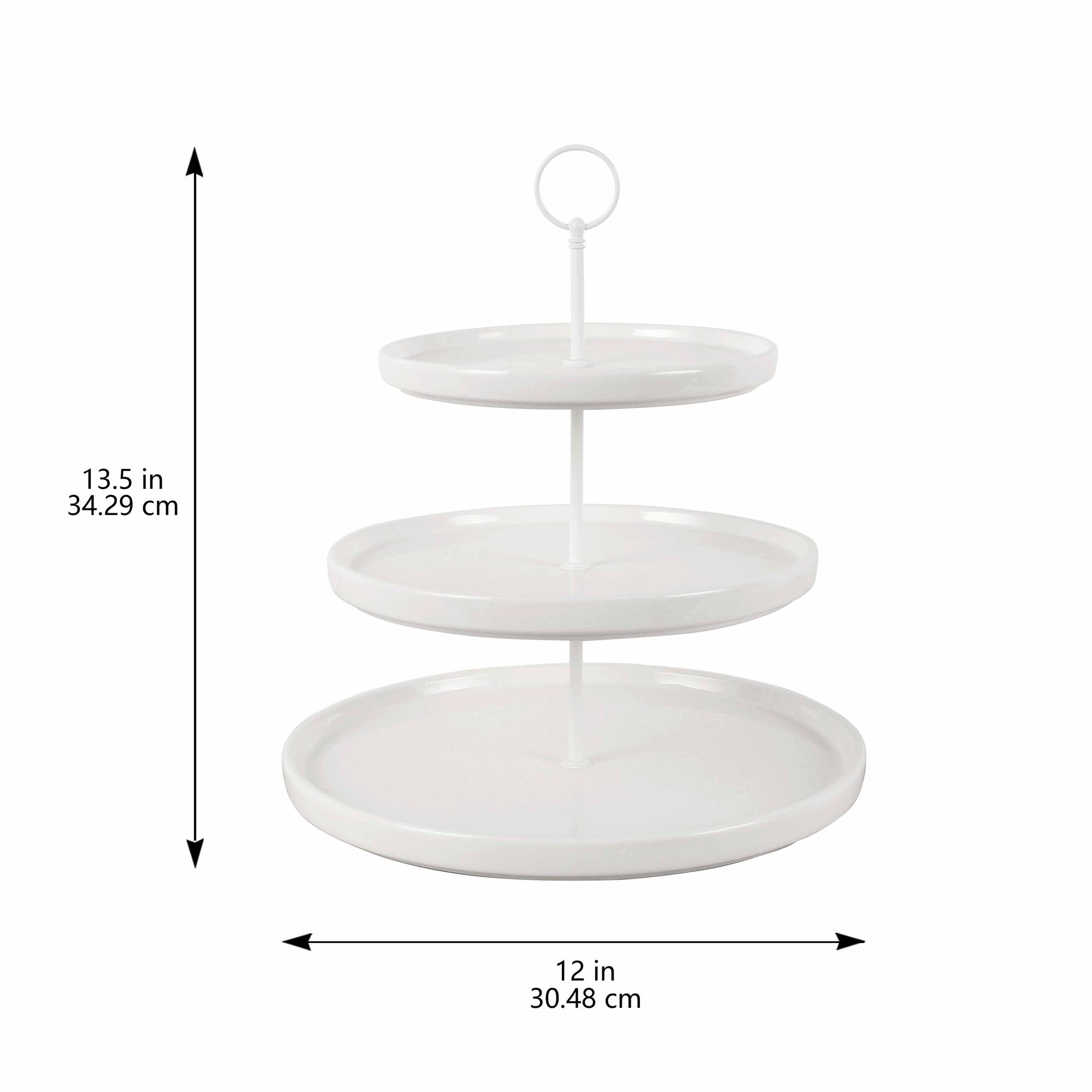 13.5" White 3-Tier Ceramic Cake Stand by Celebrate It™